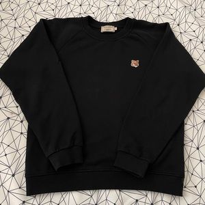 Maison Kitsune Logo Women’s Crewneck Sweatshirt Size Large in Black